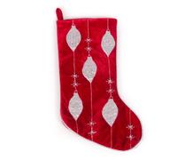 WeRChristmas Calza con Ricami Decorazioni Natalizie, Rosso / Argento, 46 cm