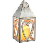 WeRChristmas - Cuore lanterna decorazione natalizia, in legno, Legno, White, 10.5x10.5x21.5 cm