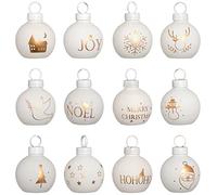 WeRChristmas-Decorazione natalizia con supporto, in plastica, colore: blanco, confezione da 12