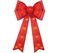 WeRChristmas Grande Fiocco di Natale Pre-illuminato con 25 Luci LED, Multicolore, 60 cm