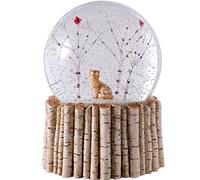 WeRChristmas Palla di Neve per Cucciolo e Cardinale, con Base in Betulla, Decorazione Natalizia, Multi Colour, 12 cm