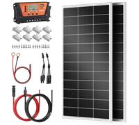 WERCHTAY Kit pannello solare monocristallino da 400 W, 2 pezzi da 200 Watt, con regolatore di carica solare da 30 A, cavo solare da 5 m, morsetti di fissaggio a Z, ideali per modulo PV da 12 Volt
