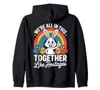 We're all in This Together Funny Bunny Rainbow Felpa con Cappuccio