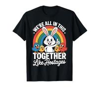 We're all in This Together Funny Bunny Rainbow Maglietta