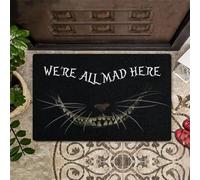 We'Re All Mad Here Cat Black Background Design Zerbino Asciugapassi Morbido Zerbino Ingresso Asciugatura Rapida Tappeto Entrata Per Corridoio Doccia Interno 40X60 Cm
