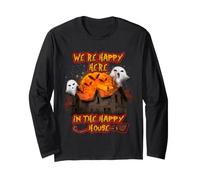 We're Happy Here in The Happy House Halloween Costume Moon Maglia a Manica
