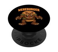 Wereburger Cartoon Hamburger+lupo mannaro divertente Halloween PopSockets PopGrip Adesivo
