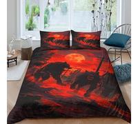 Werewolf attackcopripiumino microfibra 3 pezzi motivo 3D con cerniera Dark fantasy art Set Di Copripiumino incluso federe aiosa morbida for ragazzi Double（200x200cm）