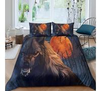 Werewolf howlcopripiumino morbida microfibra 3 Pezzi stampa 3D cerniera nascosta Fantasy horror art Set Di Copripiumino incluso federe per cuscini aiosa for adulti Super king（260x220cm）