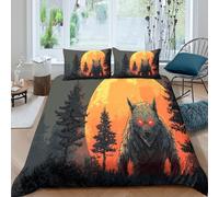 Werewolf moonlightcopripiumino ultra microfibra 3 Pezzi stampa 3D con cerniera Fantasy horror art Set Di Copripiumino incluso federe per cuscini aiosa for bambini e adolescenti King（220x240cm）