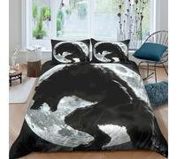 Werewolf silhouetteSet Di Copripiumino morbida microfibra 3 Pezzi stampa 3D con cerniera Dark fantasy art copripiumino incluso federe aiosa ultra morbido for ragazze Double（200x200cm）
