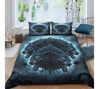 Werewolf triocopripiumino microfibra 3 pezzi motivo 3D con cerniera Dark fantasy art Set Di Copripiumino con federe per cuscini soffice morbido e comodo for adulti Single（135x200cm）