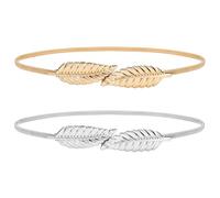 WERFORU 2 Pezzi Donne Metallo Sottile Cinture per Abito Oro Elastico Sottile Cintura Vita Elastica Cintura Cinch Stretch, G-oro+argento, Länge 68cm (für Taillenumfang 66-73cm)