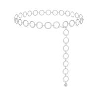 WERFORU Cintura da donna alla moda, in metallo, regolabile, per abiti, A-argento., Länge 110cm (Passt Taille unter 95cm)