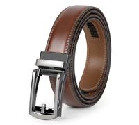 WERFORU Cintura da uomo in pelle con cursore, cintura automatica in pelle a cricchetto per uomo con fibbia automatica, B-marrone con camuffamento, 115cm/für Taillenumfang 70-95cm