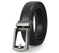 WERFORU Cintura da uomo in pelle con cursore, cintura automatica in pelle a cricchetto per uomo con fibbia automatica, A-nero con camuffamento, 115cm/für Taillenumfang 70-95cm