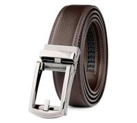 WERFORU Cintura da uomo in pelle con cursore, cintura automatica in pelle a cricchetto per uomo con fibbia automatica, C-curry con camuffamento, 115cm/für Taillenumfang 70-95cm