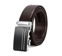 WERFORU Cintura da uomo, regolabile in pelle, 3,5 cm, con fibbia automatica da uomo, per jeans, A-curry, 115 cm(für Taillenumfang 70-95cm)