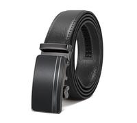 WERFORU Cintura da uomo, regolabile in pelle, 3,5 cm, con fibbia automatica da uomo, per jeans, B-nero, 115 cm(für Taillenumfang 70-95cm)
