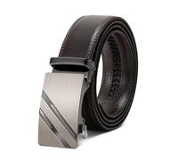 WERFORU Cintura da uomo, regolabile in pelle, 3,5 cm, con fibbia automatica da uomo, per jeans, C-curry, 115 cm(für Taillenumfang 70-95cm)