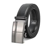 WERFORU Cintura da uomo, regolabile in pelle, 3,5 cm, con fibbia automatica da uomo, per jeans, D-nero., 115 cm(für Taillenumfang 70-95cm)