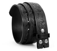 WERFORU Cinture in pelle occidentale per uomini donne cowboy western cintura senza fibbia uomo cintura in pelle occidentale per jeans pantaloni abiti, Testa di animale A-nera, Passt Taillengröße