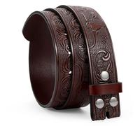 WERFORU Cinture in pelle occidentale per uomini donne cowboy western cintura senza fibbia uomo cintura in pelle occidentale per jeans pantaloni abiti, C caffè testa animale, Passt Taillengröße 74-84cm