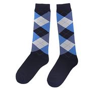 Weri Spezials Calze al ginocchio unisex in cotone Argyle per bambini e adulti modello Rombe Calze da equitazione, Navy+Blu, 31-34