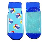 Weri Spezials Calzini da spiaggia per bambini e tutta la famiglia con rivestimento in ABS continuo, calze Thermolite Aqua-Beach, Palline da spiaggia turchese, 19-22