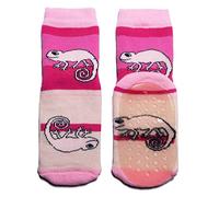 Weri Spezials Calzini per bambini in cotone per ragazzi e ragazze con motivo camaleonte, suola in ABS, antiscivolo, in spugna, Colore: rosa., 35-38