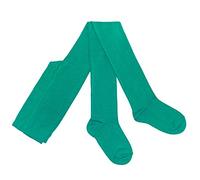Weri Spezials Collant per bambine e bambini in cotone tinta unita liscio, smeraldo, 98 cm-104 cm