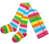Weri Spezials Collant per bambini e bambine, in cotone a righe in 5 splendidi colori, arcobaleno, 110 cm-116 cm