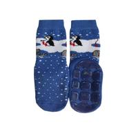 Weri Spezials Spugna Calzini ABS per Bambini con suola Antiscivolo, Colore: Blu chiaro, Taglia: 31-34 (7-8 anni), Pinguino e tricheco