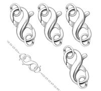 WERIGONI Chiusura a Catena da 4 Pezzi con Doppia Apertura, Chiusura Prolunga per Bracciale in Argento e Chiusura per Connettore per Collana