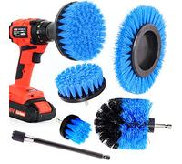 WERKFIX Set 6 Spazzole per Trapano Elettrico. Set di Spazzole con Setole Blu Medie per Pulizia Legno Piastrelle e Ceramica Plastica Pavimenti Cucina. kit di spazzole per pulizia.