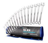 WERKFIX Set Chiavi Inglesi Combinate Anello Forchetta - 15 Pz da 6 a 21 mm | Chiavi Inglesi Acciao Cr-V · Chiave Qualità Industriale · Borsa Tetron Resistente · Utensili Attrezzi da Lavoro Professionali
