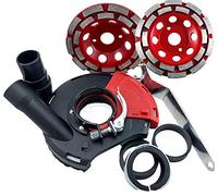 Werkmax 100517 Cappuccio di estrazione per smerigliatrice angolare con 2 x tazza di diamanti, diametro della ruota 125mm, calcestruzzo di pavimento premium