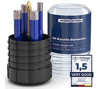 WERKSTEIN Set di punte per piastrelle | Punte diamantate per trapano 6I8I10I12mm e punta in carburo da 6mm