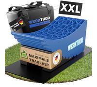 WERKTHOR Cunei per Camper (Blu) - [Set di 2] Cunei Collaudati per Caravan, Camper e Rimorchi [<13,5t] - Livellamento Senza Gradini, Cunei per Camper Incl. Borsa di Trasporto (XXL)