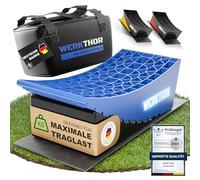 WERKTHOR Cunei per Camper (Blu) - [Set di 2] Cunei Collaudati per Caravan, Camper e Rimorchi [<13,5t] - Livellamento Senza Gradini, Cunei per Camper Incl. Borsa di Trasporto