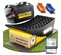 WERKTHOR Cunei per Camper (Giallo) - [Set di 2] Cunei Collaudati per Caravan, Camper e Rimorchi [<13,5t] - Livellamento Senza Gradini, Cunei per Camper Incl. Borsa di Trasporto