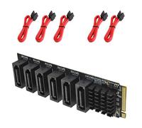 WERKWEN Multi-Drive Management Adapter, cavo scheda adattatore | Scheda di connessione dati a 6 porte con design compatto del dissipatore di calore, AHCI per uffici