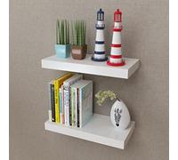 WERNBUPS 2 scaffali da parete in MDF bianco | Fissaggio invisibile, design sospeso, per libri e ornamenti, viti e tasselli inclusi