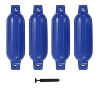 WERNBUPS 4 parafanghi gonfiabili per barche blu 41 x 11,5 cm in PVC con occhielli, pompa inclusa, design lucido per la massima protezione su rampe o binari