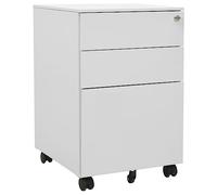 WERNBUPS Armadio da ufficio in acciaio con 3 cassetti e serratura, 39 x 45 x 60 cm, armadio con ruote sotto la scrivania, asta rimovibile per formato A4/lettere/legale, estraibile per materiale di