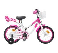 WERNBUPS Bicicletta per bambini rosa da 12 pollici con ruote di supporto per 2-4 anni, telaio in acciaio con cestino anteriore, catarifrangenti, manubrio e sella regolabili, freni classici
