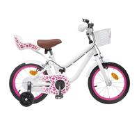 WERNBUPS Bicicletta per bambini rosa da 12 pollici con ruote di supporto per 2-4 anni, telaio in acciaio con cestino anteriore, catarifrangenti, manubrio e sella regolabili, freni classici