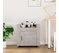 WERNBUPS Carrello da ufficio grigio cemento, 60 x 45 x 60 cm, in legno con 4 ruote e porta, piano superiore stabile per forniture da ufficio, facile pulizia e montaggio