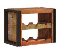 WERNBUPS Portabottiglie da parete in legno massiccio e ferro, rettangolare, colore marrone caldo, 100 x 45 x 33 cm, design industriale per loft e cucine moderne, facile da montare