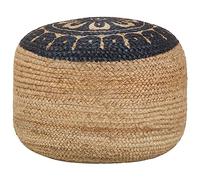 WERNBUPS Pouf realizzato a mano in iuta blu, 45 x 30 cm, riempito con perle di polistirolo, poggiapiedi in corda di iuta intrecciata, per un'atmosfera accogliente davanti al divano o alla poltrona